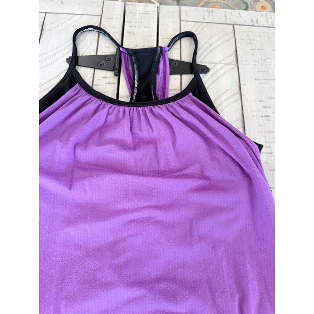 A- 076- Lululemon No Limits Tank Top Purple Black Built In Bra Racerback Size 8